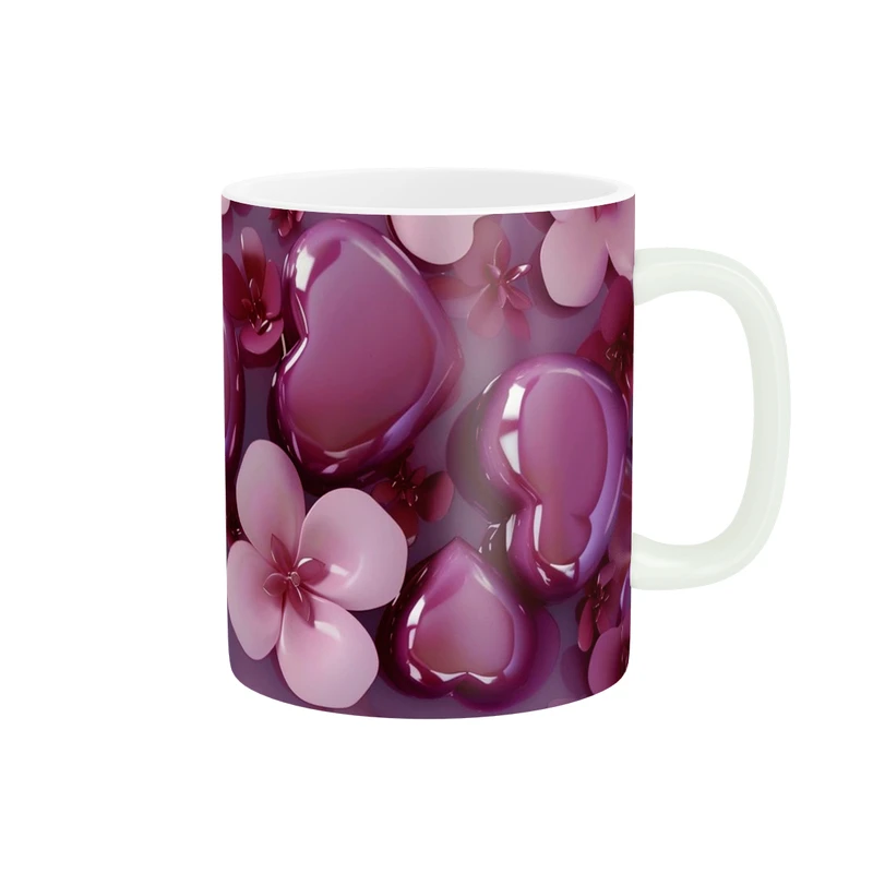 ماگ پاد آفرین مدل قلب و گل کد DKC1090