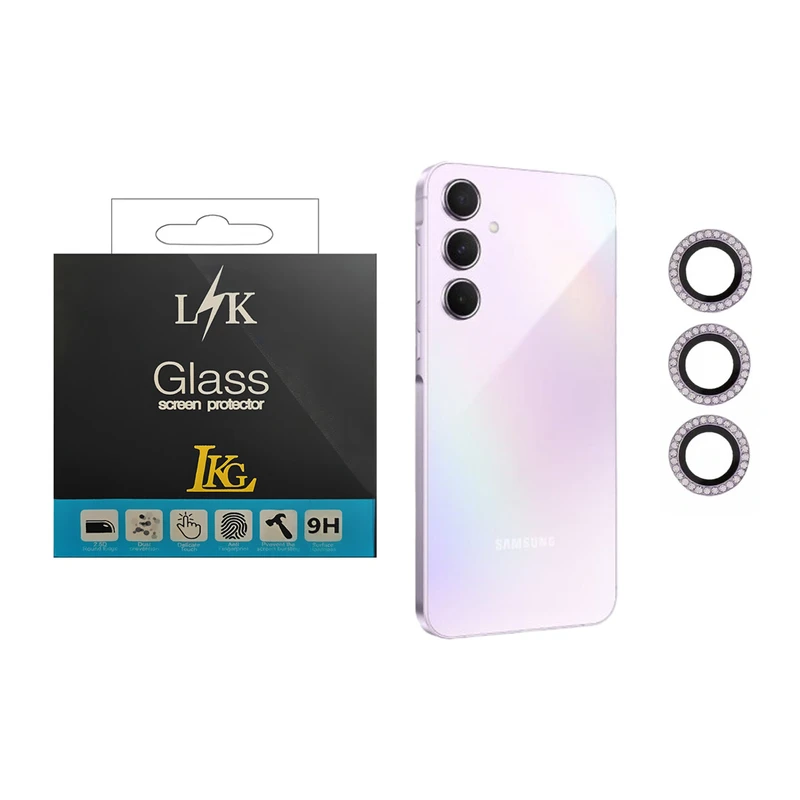 محافظ لنز دوربین ال کا جی مدل نگین دار مناسب برای گوشی موبایل سامسونگ Galaxy A35 5G