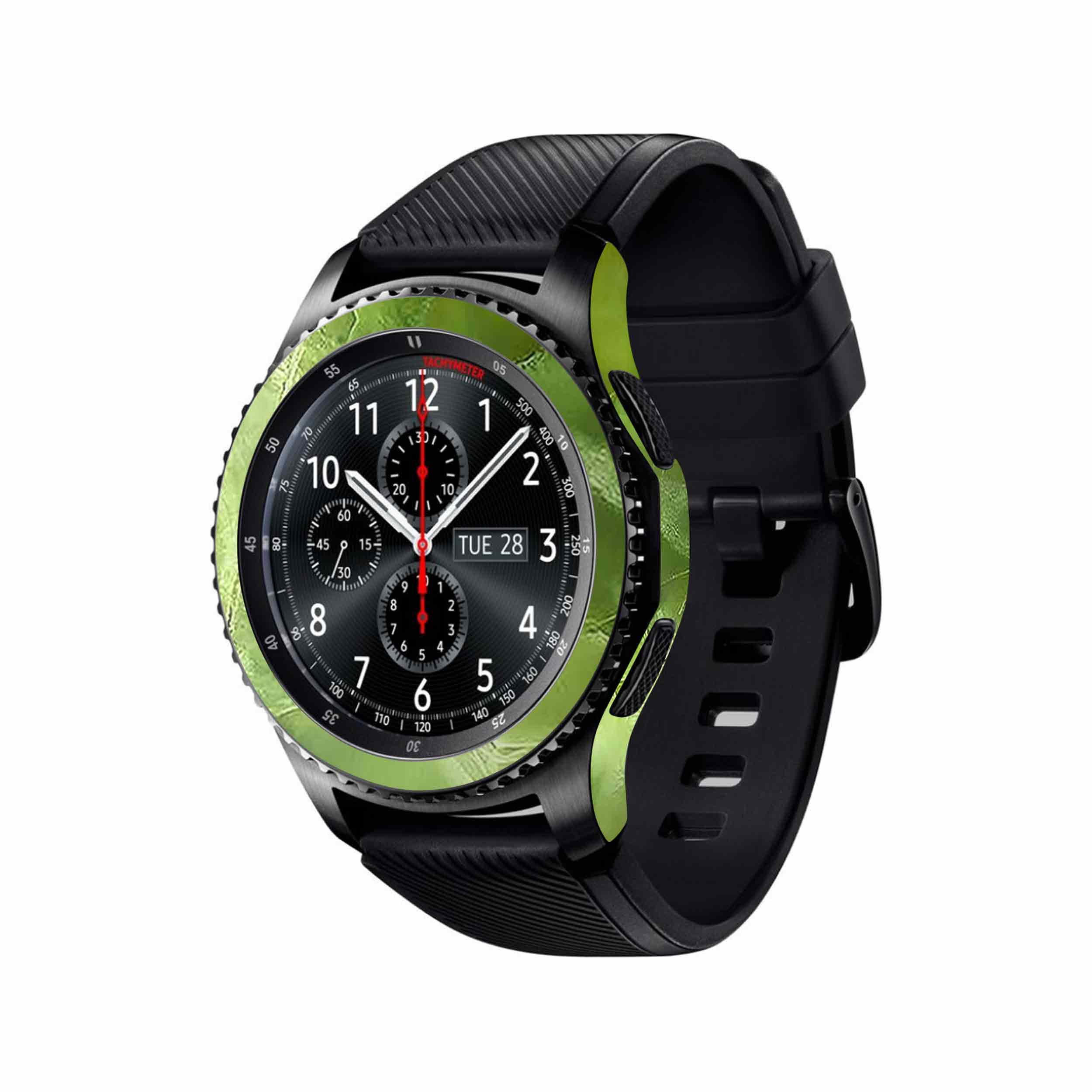 برچسب ماهوت طرح Green-Crystal-Marble مناسب برای ساعت هوشمند سامسونگ Galaxy Gear S3 Frontier