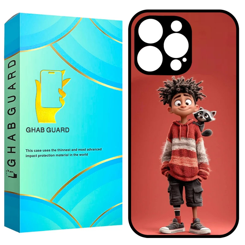 کاور قاب گارد طرح پسر و راکون مدل GCHP16P مناسب برای گوشی موبایل اپل iPhone 16 Pro