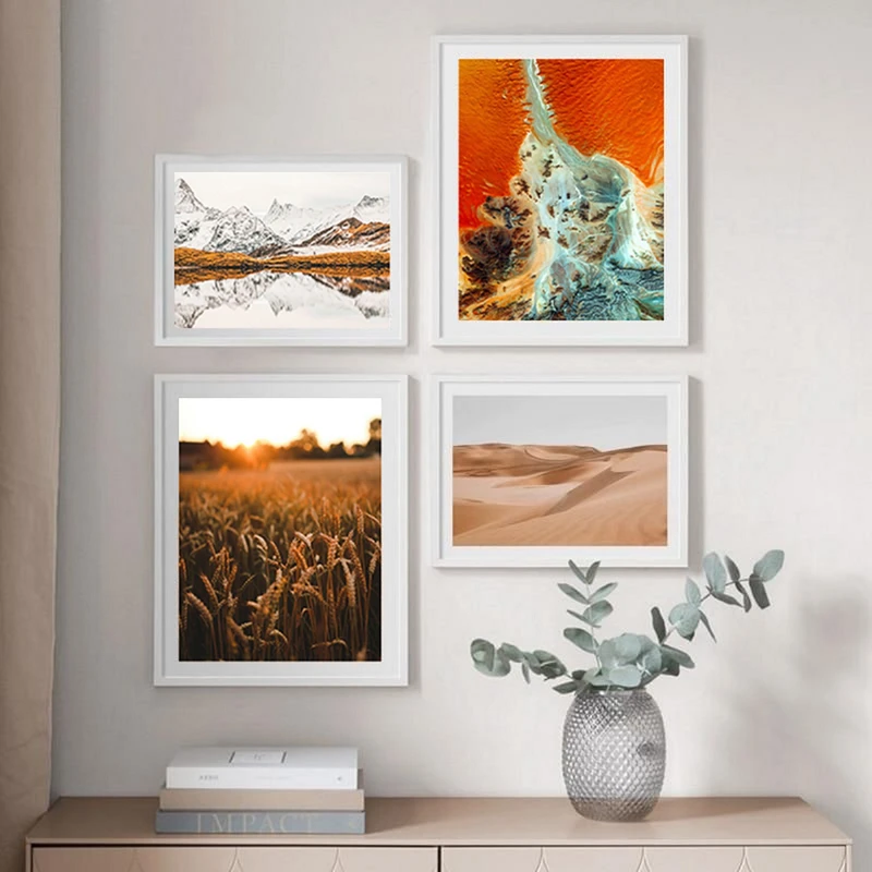 تابلو بکلیت طرح منظره طبیعت و کوه مدل W-570 مجموعه 4 عددی