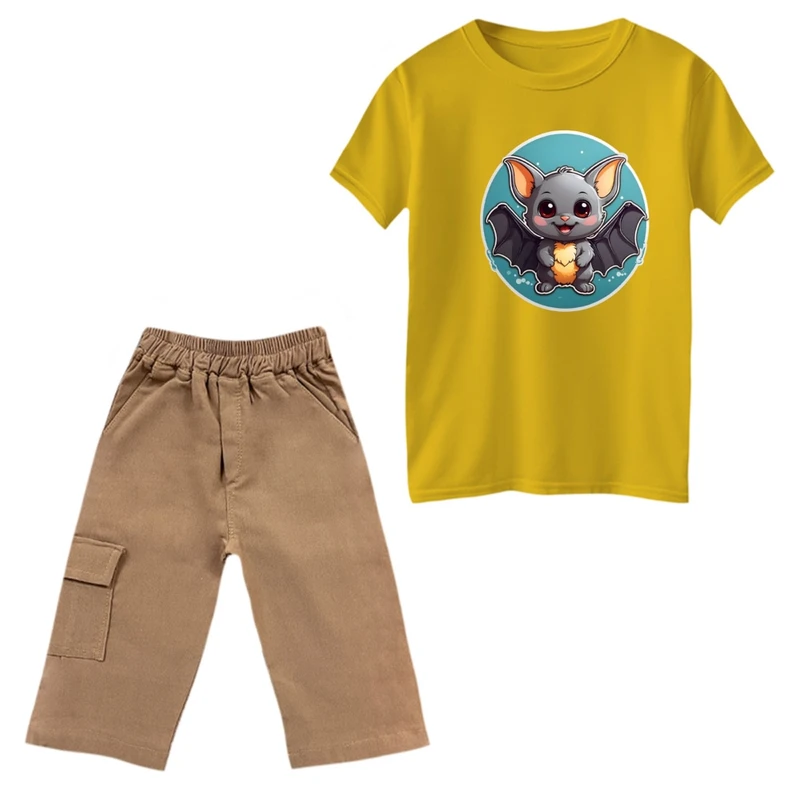 ست تی‌شرت و شلوارک پسرانه مدل خفاش کوچولو کد 2