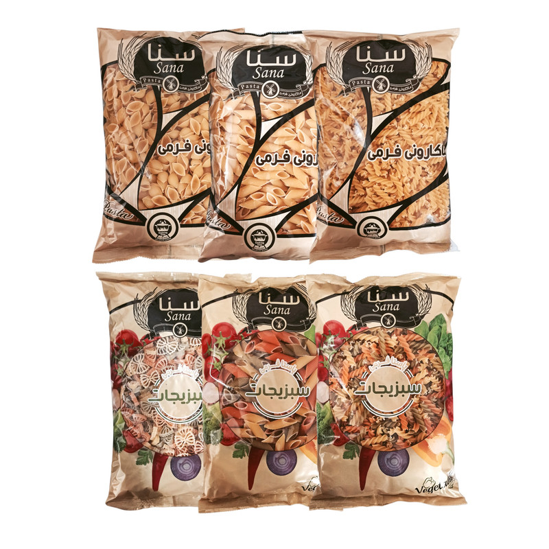 ماکارونی فرمی سبزیجات و ساده سنا - 500 گرم بسته 6 عددی