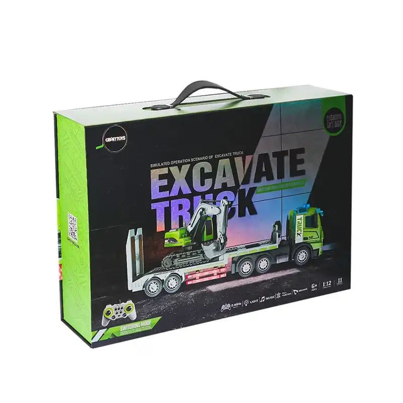 ماشین بازی کنترلی مدل تریلی حمل خودرو و بیل مکانیکی طرح لاکچری کد HJ8010