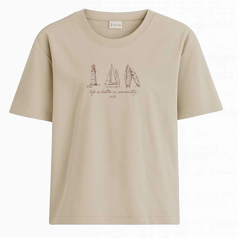 تی‌شرت اورسایز زنانه ایپلیک زی مدل پشت چاپ کد IP17.2