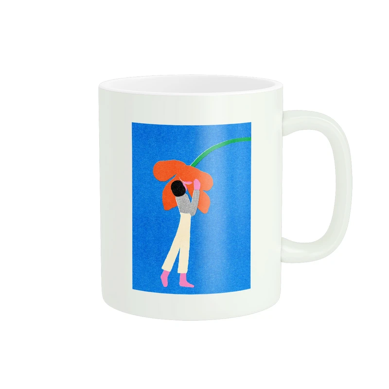 ماگ پاد آفرین مدل دخترک و گل بزرگ کد 171