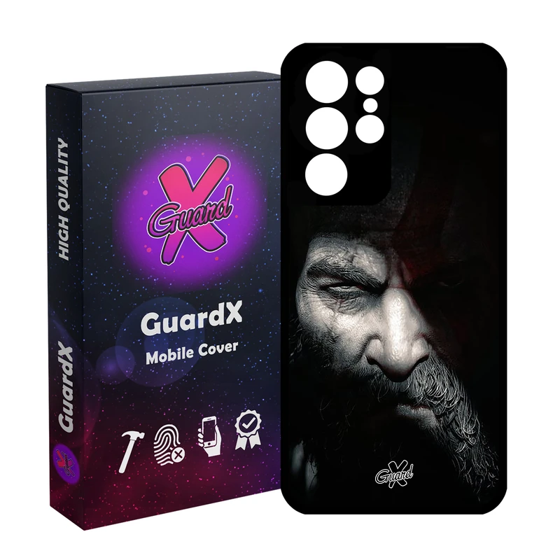 کاور گارد ایکس طرح God of War مدل Glass10418 مناسب برای گوشی موبایل سامسونگ Galaxy S21 Ultra