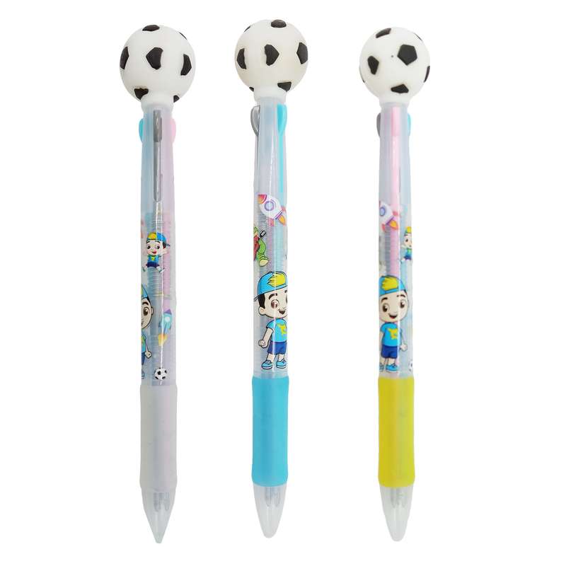 خودکار مدل 3 رنگ فشاری طرح فوتبال کد 02 بسته سه عددی