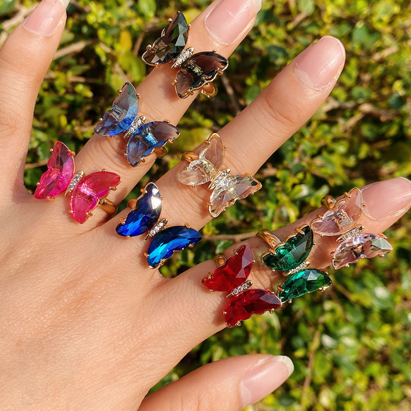 انگشتر زنانه مدل پروانه کریستالی کد 05