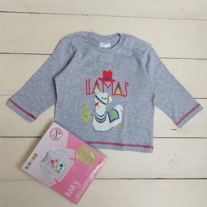 تی شرت آستین بلند بچگانه مدل لوپیل شتری رنگ طوسی