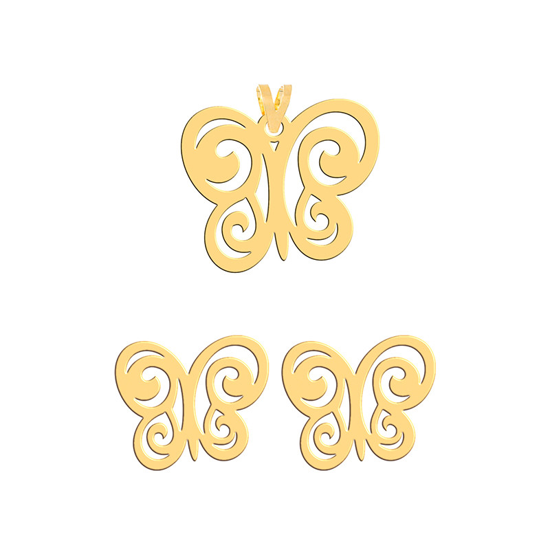 نیم ست طلا 18 عیار زنانه فرشته مدل پروانه WHSLZ-000516