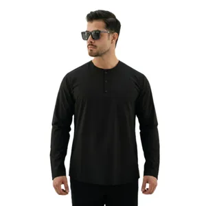 پیراهن آستین بلند یقه دیپلمات مردانه مدل نصف دکمه کد ۱۱۱