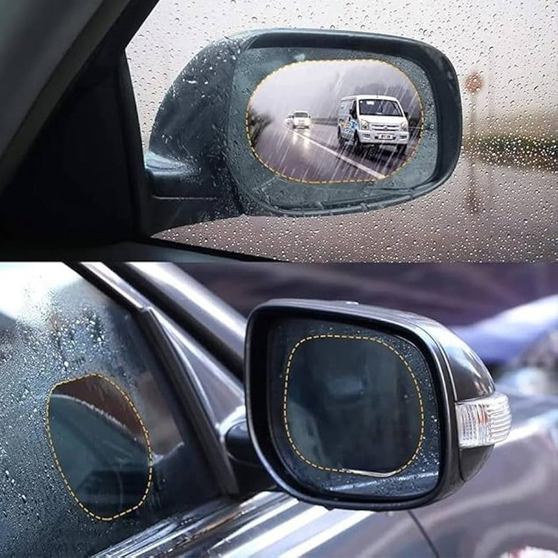 برچسب آب گریز و ضد بخار آینه خودرو مدل Rainproof بسته 2 عددی