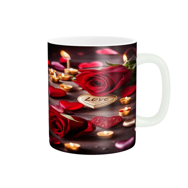 ماگ پاد آفرین مدل فانتزی طرح گل رز قلب عشق love عاشقانه کادو کد p12042