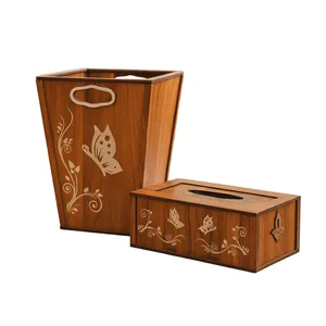 ست سطل و جای دستمال طرح پروانه کد s2