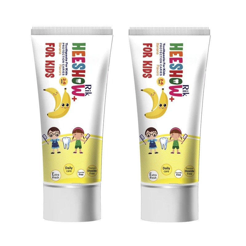 خمیر دندان روزانه کودک هیشو ریک مدل 2 تا 6 سال با طعم موز حجم 60 میلی لیتر مجموعه دو عددی