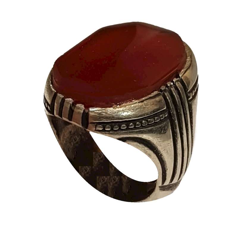 انگشتر نقره مردانه مدل عقیق یمنی