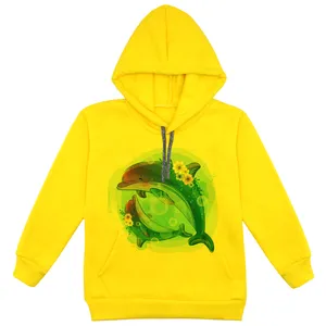 هودی دخترانه مدل دلفین ها کد F112 رنگ زرد