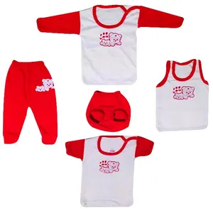 ست 5 تکه لباس نوزادی مدل Ana کد Ge5 رنگ قرمز