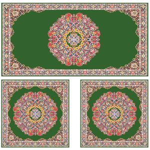 ست رومیزی سه تکه مستطیل مربع طرح ترمه کد 9920.19