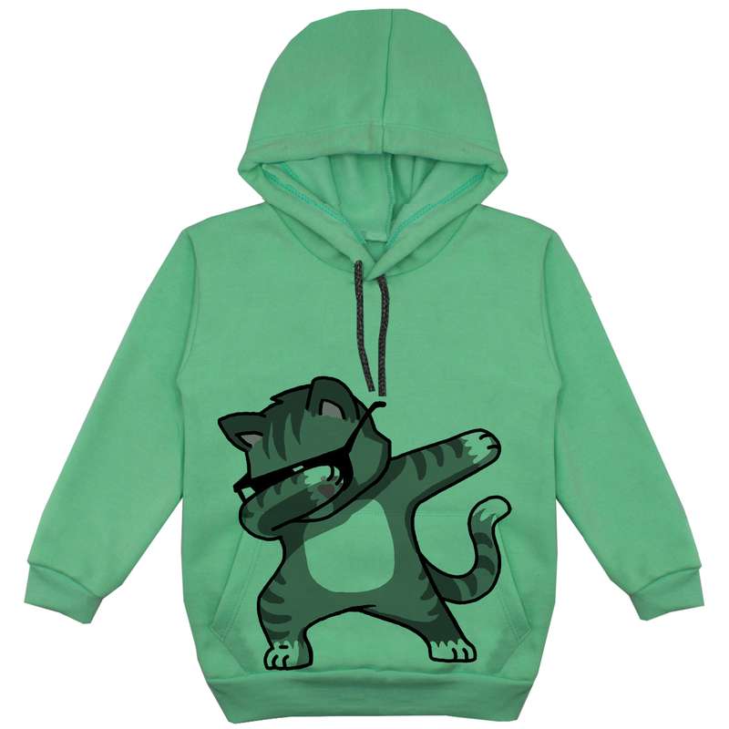 هودی پسرانه مدل گربه F30 رنگ سبز