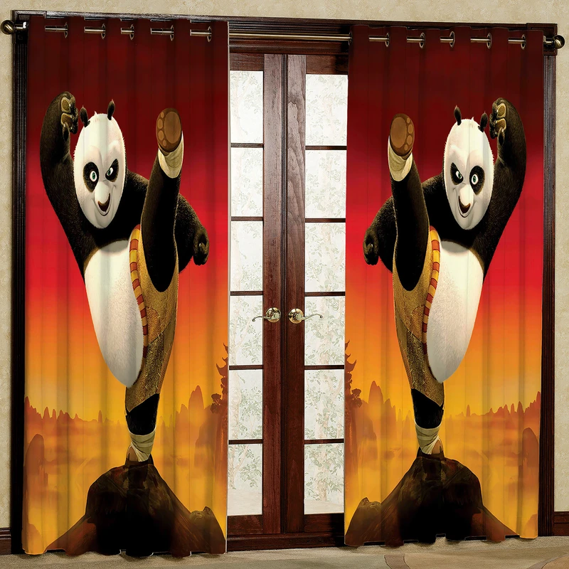  پرده مدل پاندای کونگ فو کار مخمل پانچی کد 932 سایز 140x280 سانتی متر