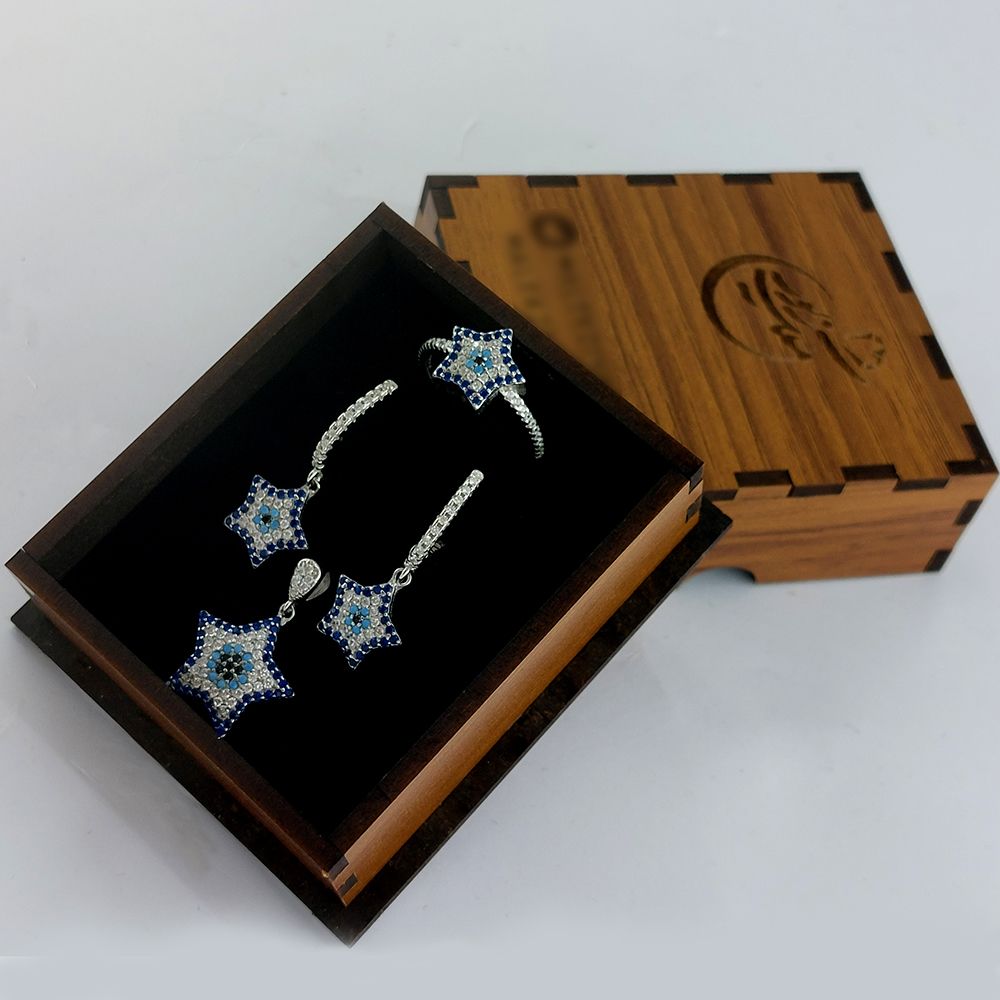 نیم ست نقره زنانه ملک زیور مدل ستاره چشم زخم کد 611 -  - 2