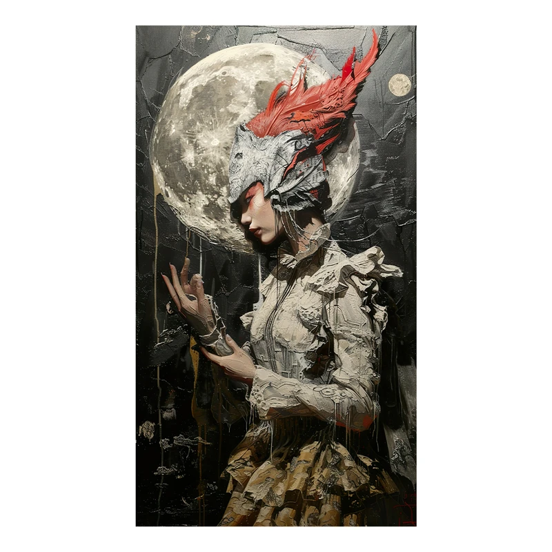 کاغذ دیواری مدل بانوی شوالیه در ماه کامل کد AR3060463