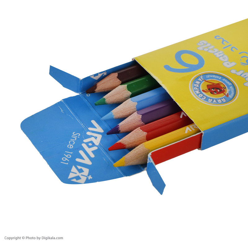 مداد رنگی 6 رنگ آریا مدل 3071