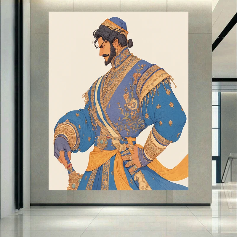 تابلو بوم طرح مخمل پهلوان مدل لباس سنتی کد AR305364