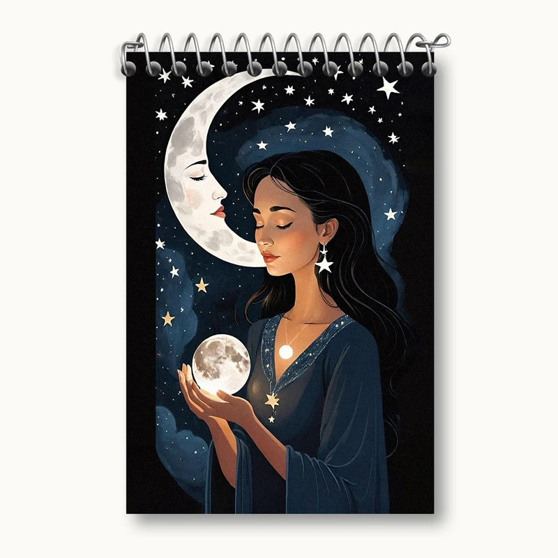 دفتر یادداشت 50 برگ خندالو مدل دختر و ماه کد F2024