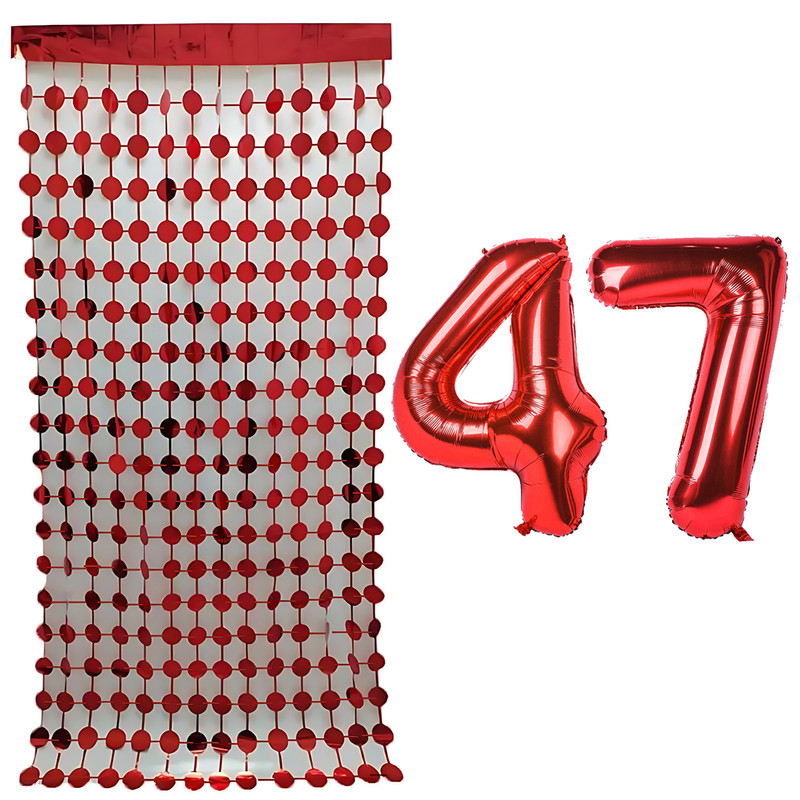 بادکنک فویلی مسترتم طرح عدد 47 به همراه ریسه تزئینی بسته 3 عددی