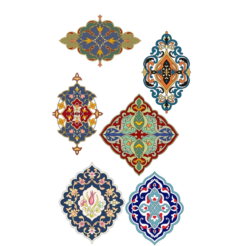 استیکر لپ تاپ طرح نقش های ایرانی کد 396 مجموعه 6 عددی