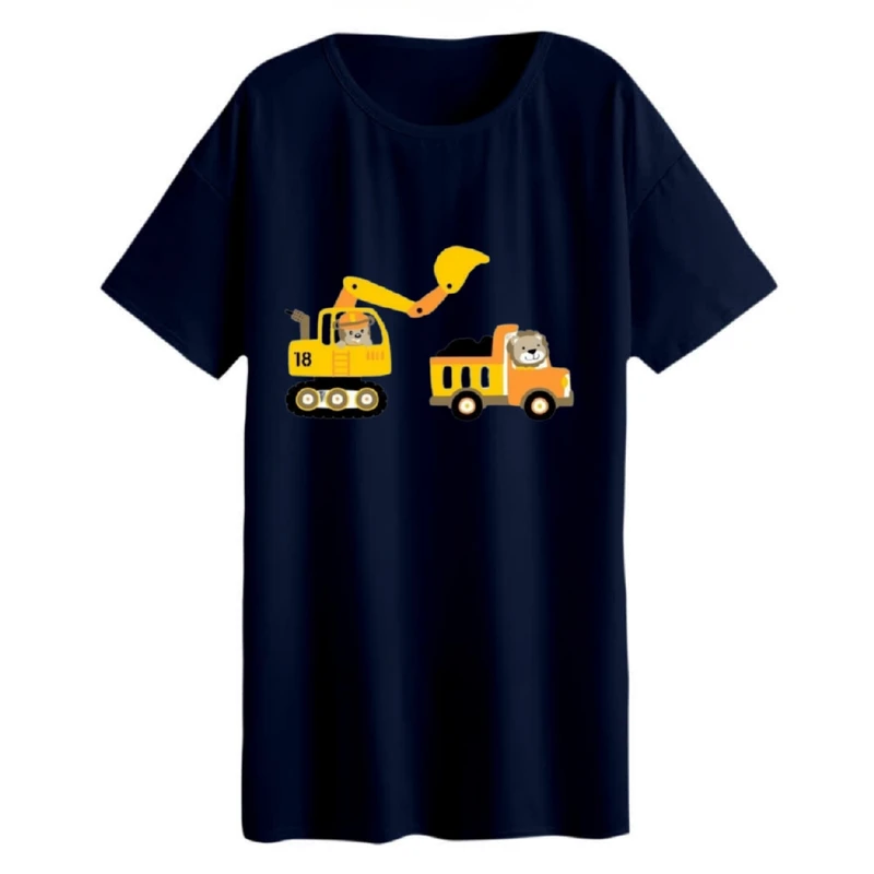 تی شرت لانگ زنانه مدل  ماشین کار کد 1