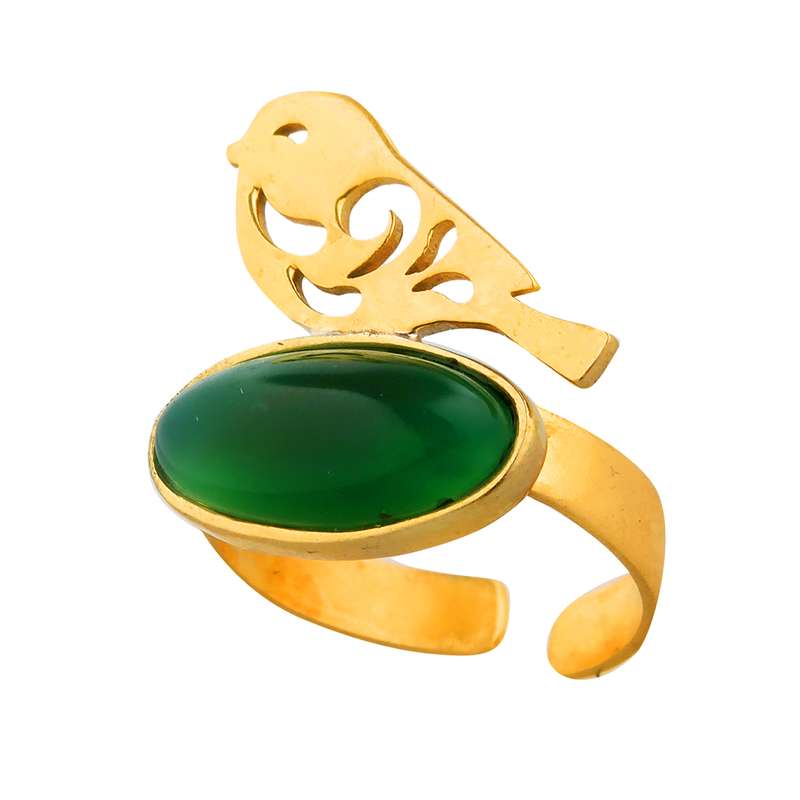 انگشتر زنانه گالری عزیزی طرح پرنده مدل 14661