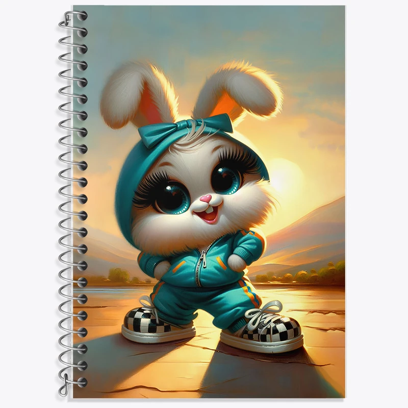 دفتر زبان 50 برگ خندالو مدل دو خط طرح خرگوش بامزه کد F5509