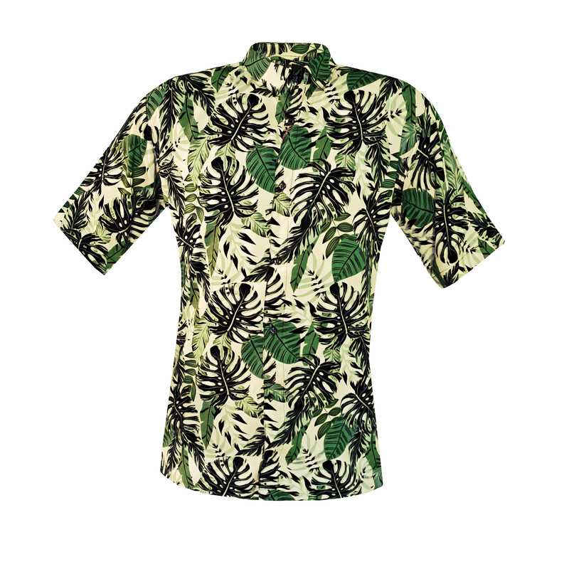 پیراهن آستین کوتاه مردانه مدل هاوایی برگ انجیری کد B-Anjiry رنگ سبز