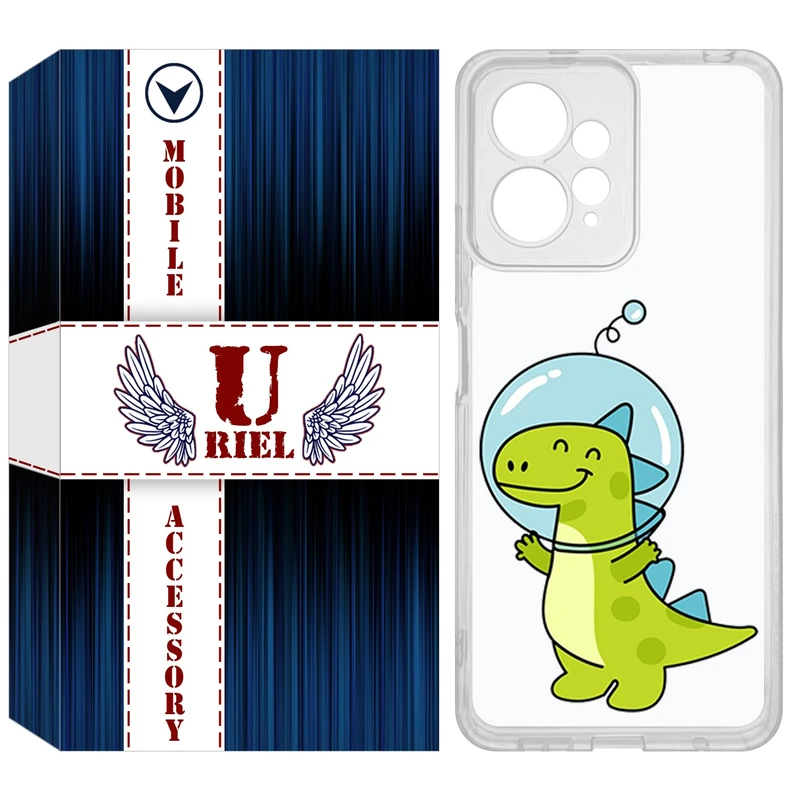 کاور یوریل مدل Clear کد 62 طرح دایناسور فضانورد مناسب برای گوشی موبایل شیائومی Redmi Note 12 4G