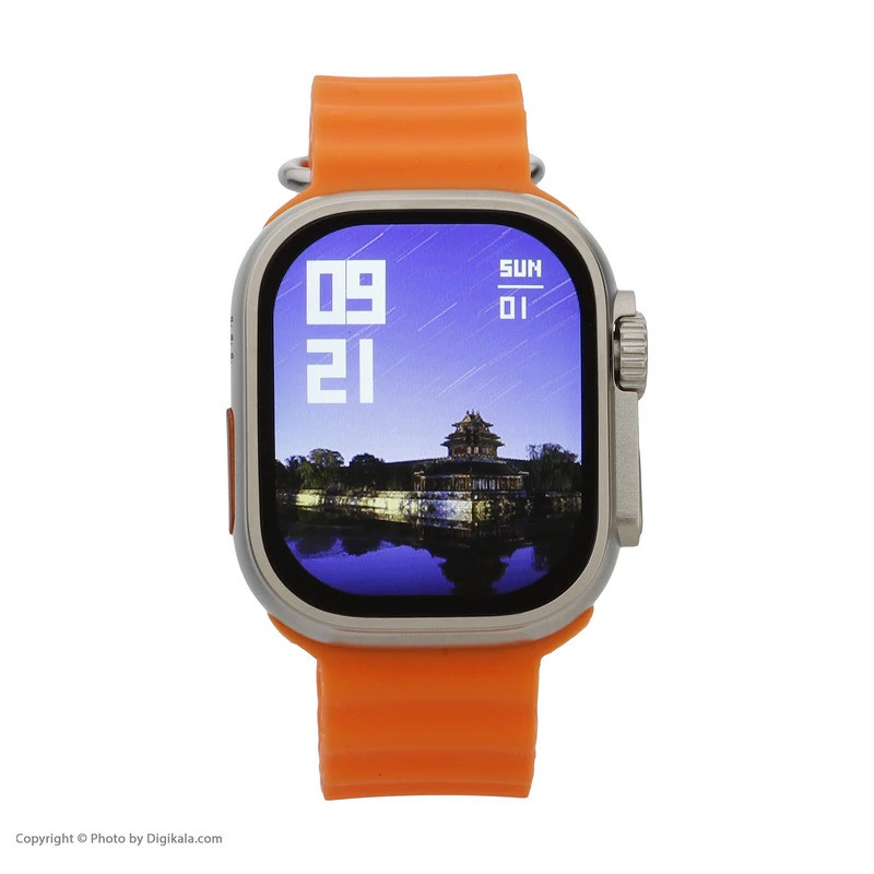 ساعت هوشمند مدل Ultra 7 in 1 strap دارای قابلیت های صفحه نمایش رنگی، صفحه نمایش لمسی، کنترل موسیقی (Music Player)، قابلیت مکالمه از طریق بلوتوث، قابلیت تغییر طرح ساعت یا تم بند فلز	