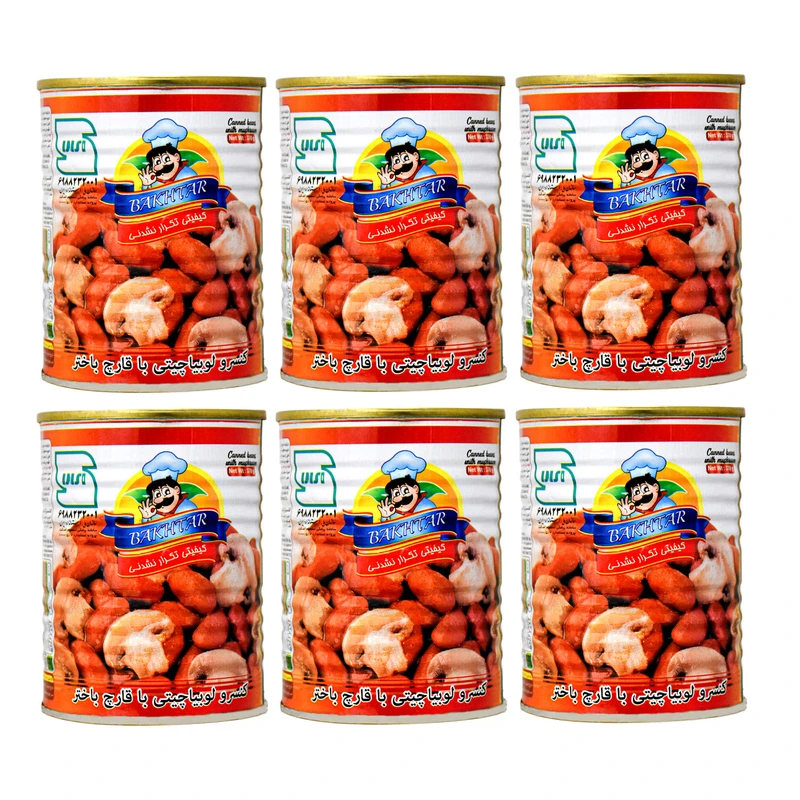 کنسرو لوبیاچیتی با قارچ باختر - 370 گرم بسته 6 عددی