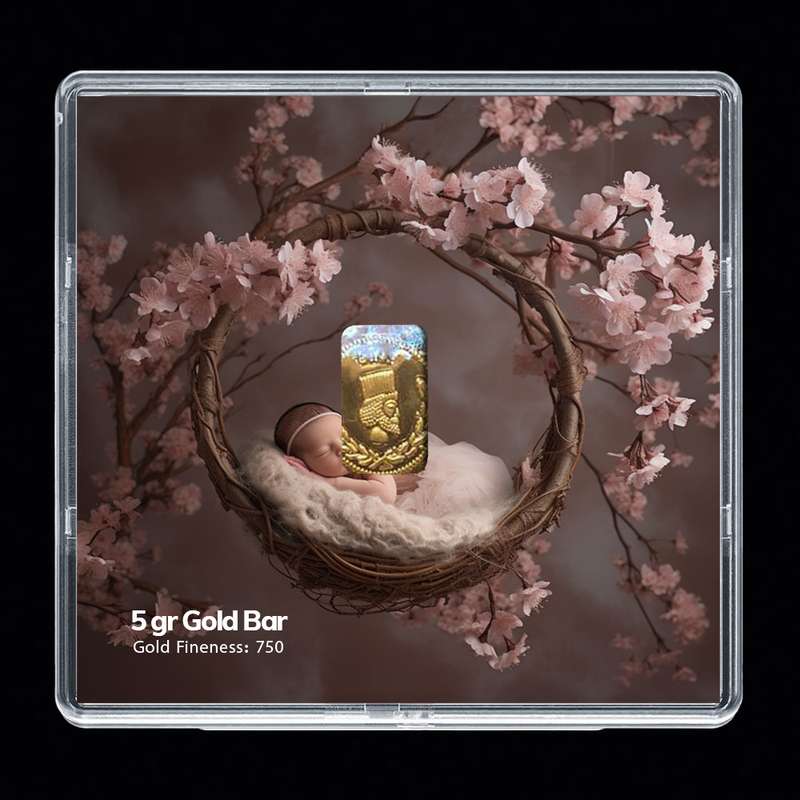 شمش طلا 18 عیار مدوپد مدل نوزاد کد SG-10243