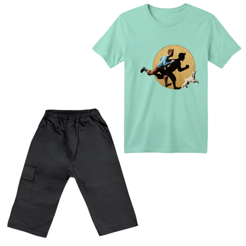 ست تی‌شرت آستین کوتاه و شلوارک پسرانه مدل تن تن