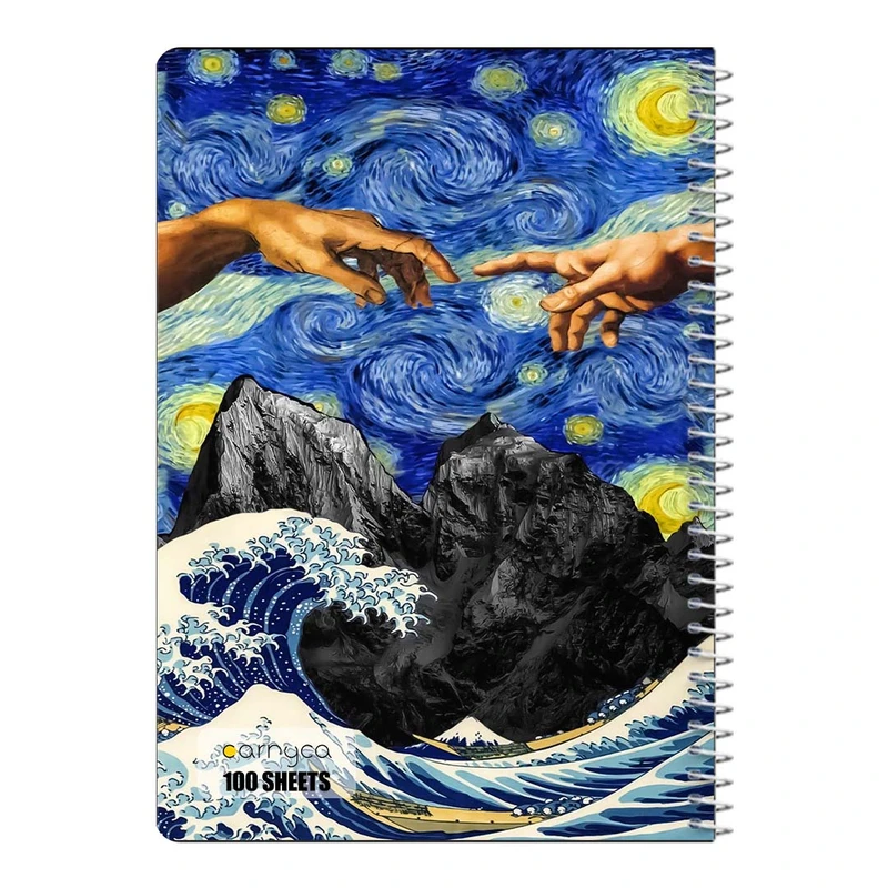 دفتر مشق 100 برگ سیمی کارنیکا طرح شب پرستاره فانتزی ون گوگ Fantasy Starry Night Van Gogh کد 93046