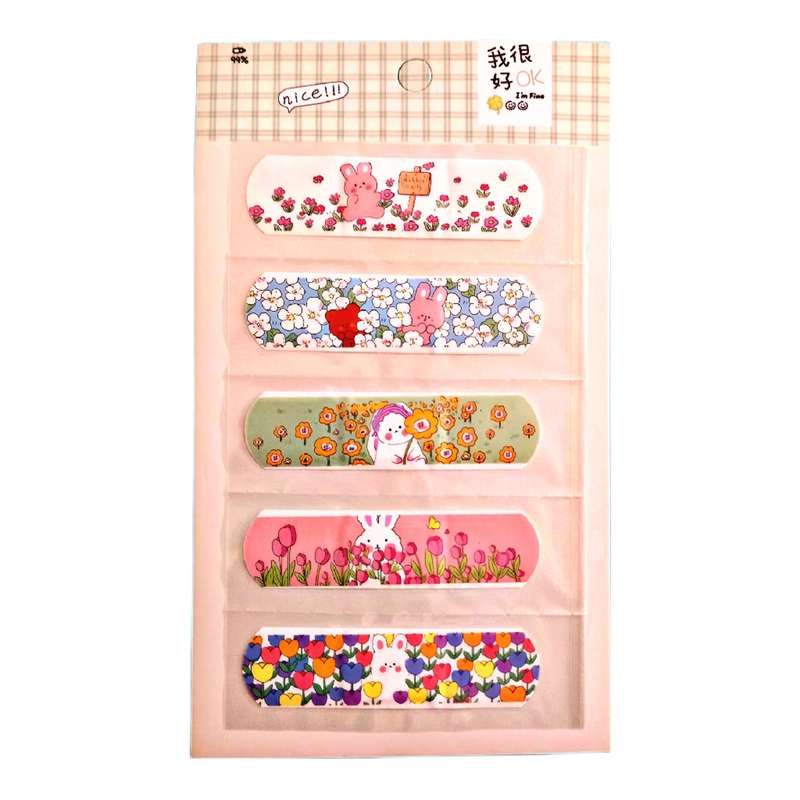 چسب زخم مدل فانتزی طرح گل و خرگوش بسته 5 عددی