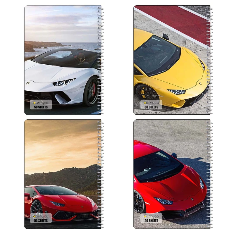 دفتر نقاشي 50 برگ کارنيکا طرح لامبورگینی هوراکان Lamborghini Huracan کد 25786 مجموعه 4 عددی