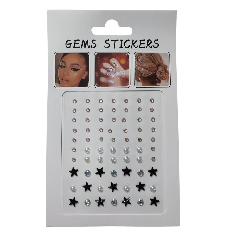 نگین صورت مدل چسبی طرح ستاره بسته ۶۰ عددی