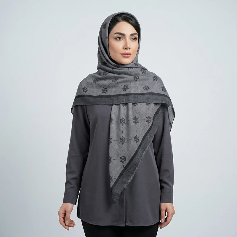 روسری الیاف مصنوعی زنانه مدل دونه برفی کد 85 با طول و عرض 95*95 سانتی‌متر