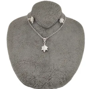 نیم ست نقره زنانه مدل برگ جواهری