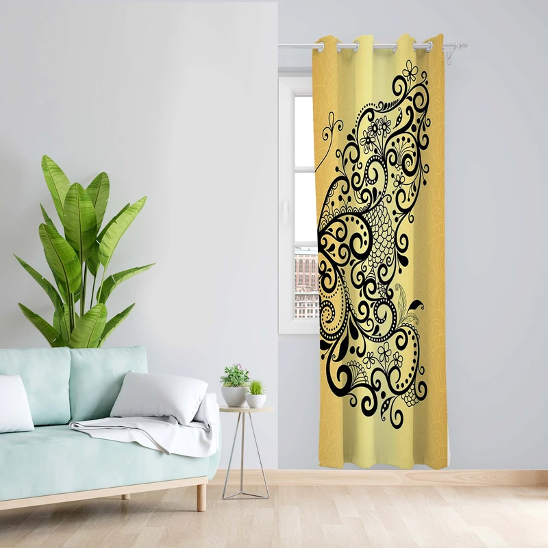 پرده طرح نقش و نگار 2 مدل مخمل پانچی کد 1485 z سایز 140x200 سانتی متر