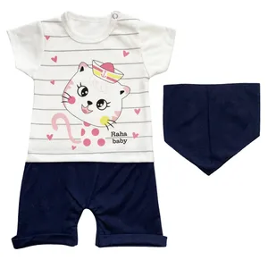 ست سربند و سرهمی نوزادی طرح گربه کد FF-038